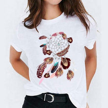 Charger l&#39;image dans la galerie, T-Shirt Attrape Rêves Femme Plume Déstructurée - Blanc