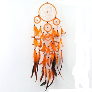 Attrape Rêves Géant Orange décoration intérieur murale culture amérindienne capteurs de rêves indiens d’Amérique bohème ornement talisman