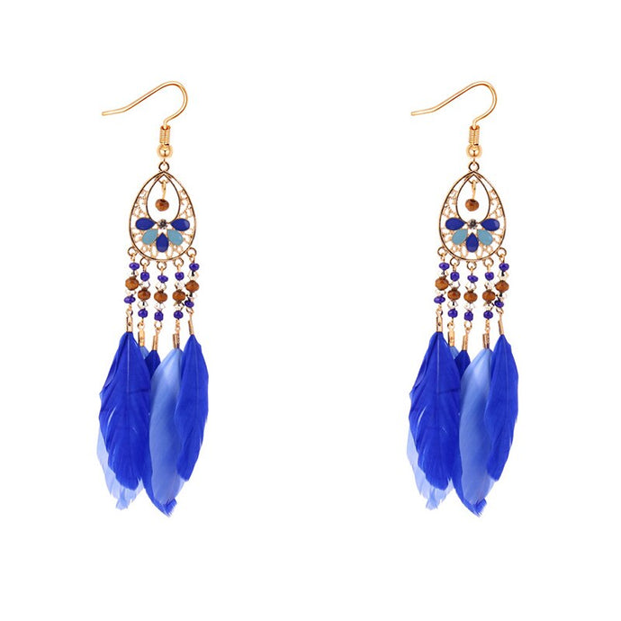 Boucles d'Oreilles Attrape Rêves en Or Bleu bijoux femme tenue unique style chic et bohème turquoise belle or massif style indien amérindienne capteurs de rêves