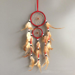 Attrape rêves Artisanal décoratifs plumes décoration intérieur capteur de rêves indien culture amérindiennes idées déco Dreamcatcher Rouge