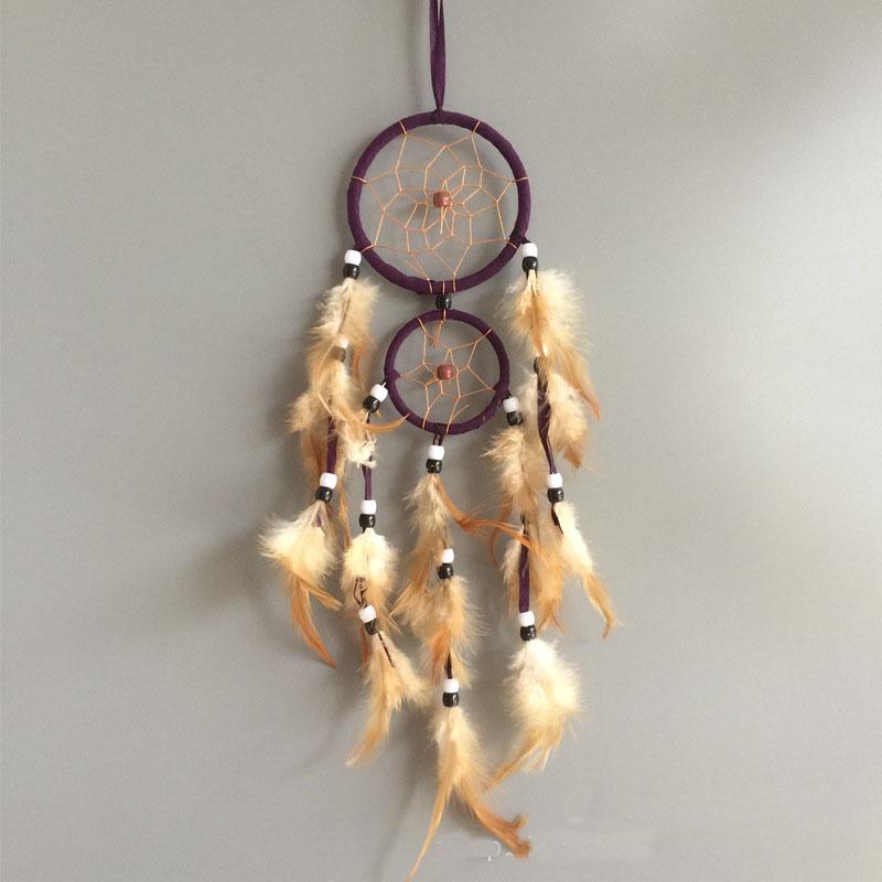 Attrape rêves Artisanal décoratifs plumes décoration intérieur capteur de rêves indien culture amérindiennes idées déco Dreamcatcher Marron