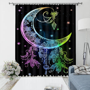 Rideaux Attrape Rêves Lune Brillante Multicolore - Rideau de