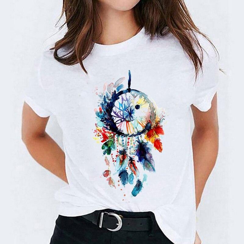 T-Shirt Attrape Rêves Femme Aquarelle Marine - Blanc