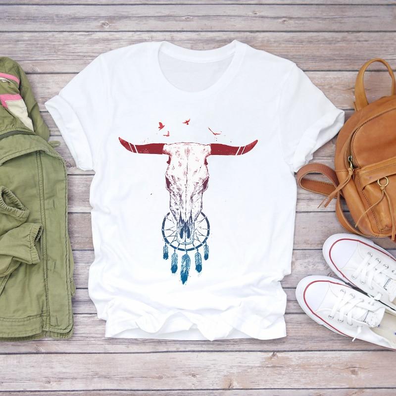 T-Shirt Attrape Rêves Femme Buffle du Texas - Blanc