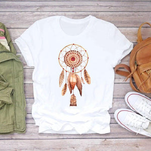 T-Shirt Attrape Rêves Femme Motif Amérindien - Blanc