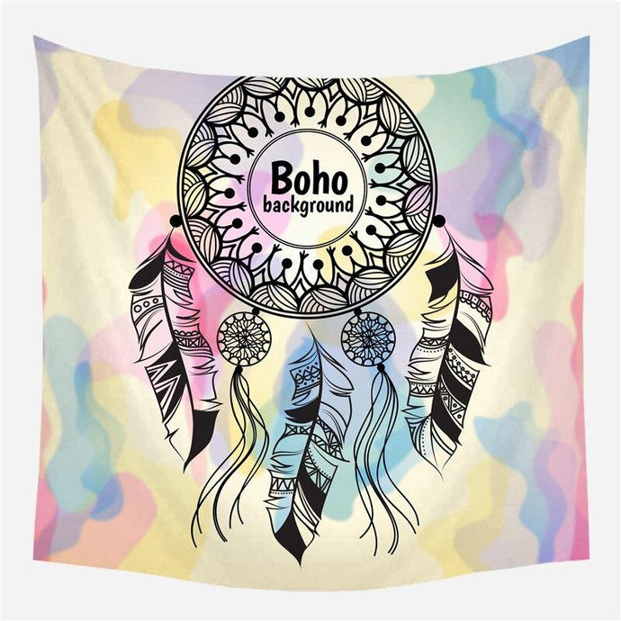 Tenture Murale Attrape Rêves Boho Pastel - Blanc