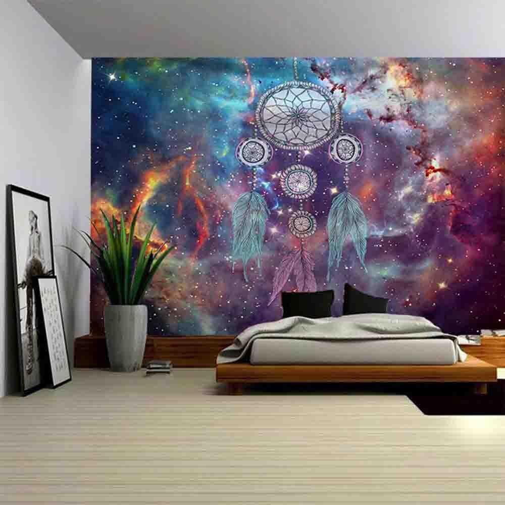 Tenture Murale Attrape Rêves Dessin & Galaxie - Bleu