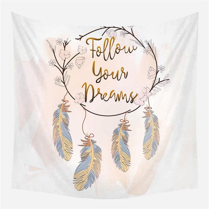 Tenture Murale Attrape Rêves Rose Follow Your Dreams - Blanc